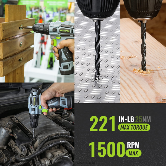 Set de scule portabile de 108 piese cu burghiu electric WORKPRO 2HX80173 roz/gri instrument