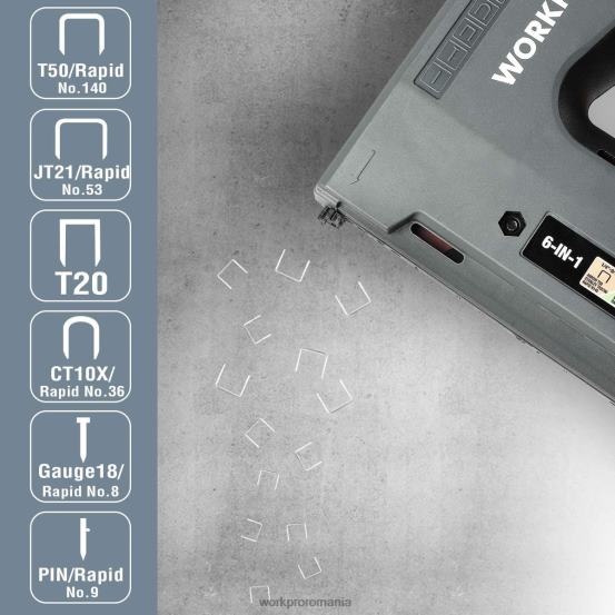 Pistol de capsare fără fir reîncărcabil 6 în 1 de 3,6 V WORKPRO 2HX80166 util instrument