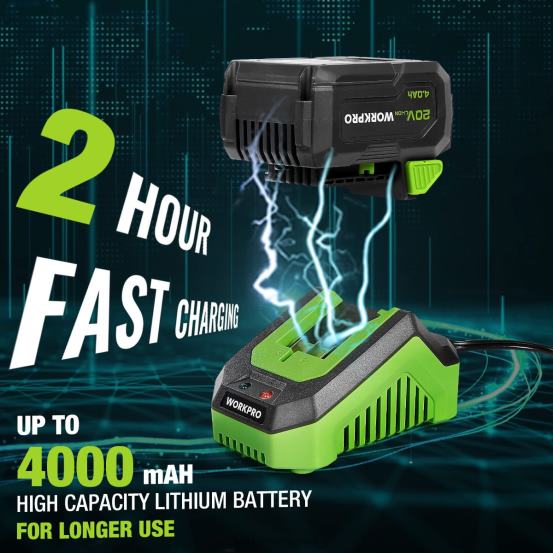Cheie de impact fără fir de 20 V, cu baterie de 4,0 ah, încărcător rapid, 4 prize de impact și cutie de depozitare WORKPRO 2HX80188 morden instrument