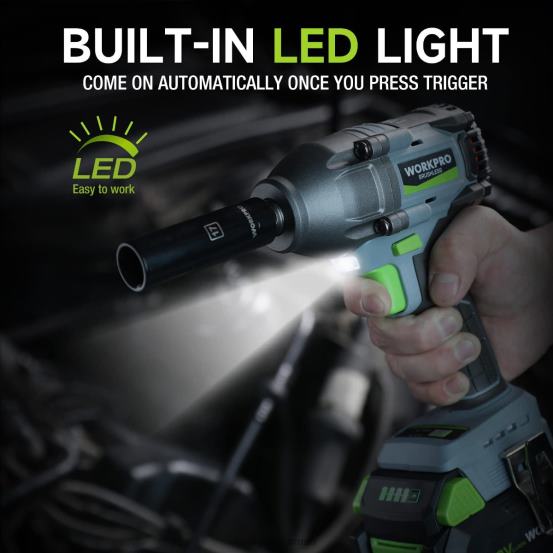 Cheie de impact fără fir de 20 V, cu baterie de 4,0 ah, încărcător rapid, 4 prize de impact și cutie de depozitare WORKPRO 2HX80188 morden instrument