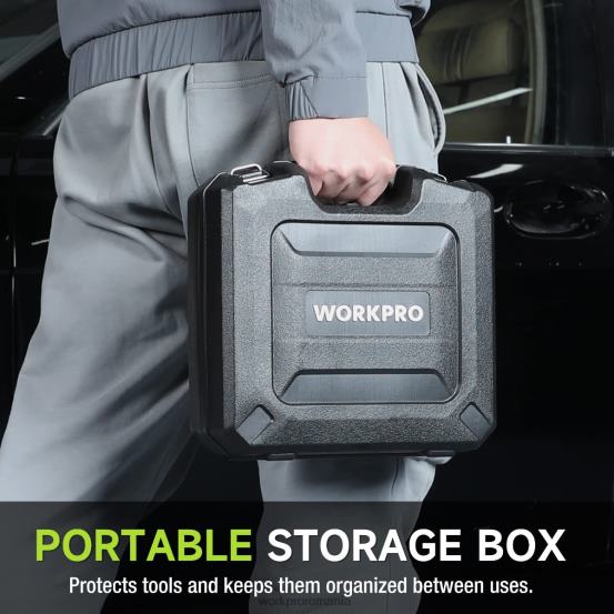 Cheie de impact fără fir de 20 V, cu baterie de 4,0 ah, încărcător rapid, 4 prize de impact și cutie de depozitare WORKPRO 2HX80188 morden instrument