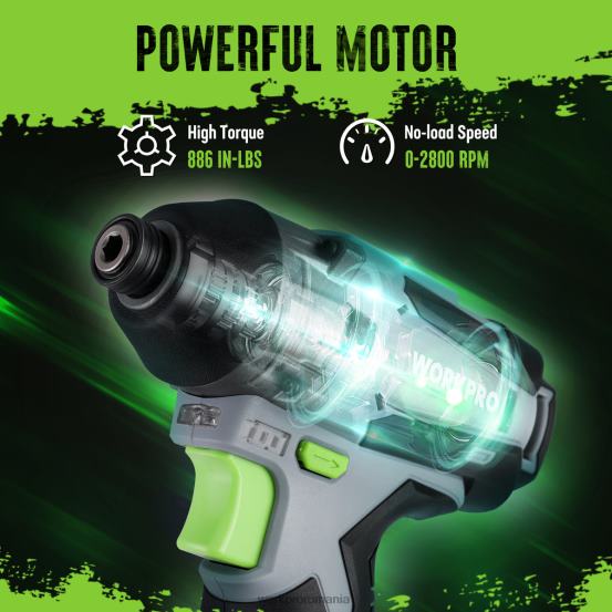 Kit șofer cu percuție fără acumulator de 12 V, set de găurit/ șofer electric hexagonal cu baterie litiu-ion de 2,0 Ah WORKPRO 2HX80190 nou instrument