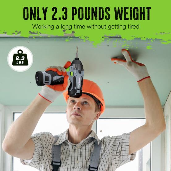 Kit șofer cu percuție fără acumulator de 12 V, set de găurit/ șofer electric hexagonal cu baterie litiu-ion de 2,0 Ah WORKPRO 2HX80190 nou instrument