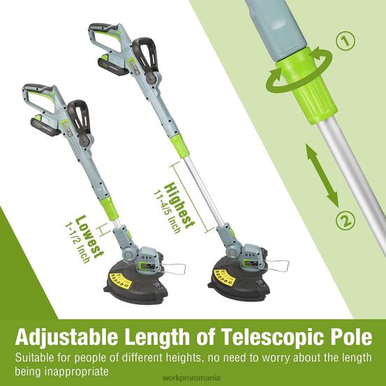 Trimmer / mașină de tuns fără fir de 20 V 12 inchi cu baterie litiu-ion de 2 Ah Încărcător rapid de 1 oră Linie de tuns 16,4 ft inclusă WORKPRO 2HX80293 util instrument