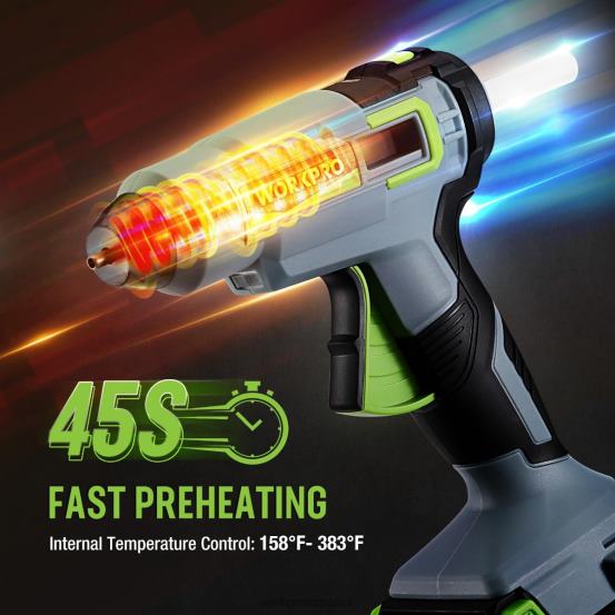 Kit pistol cu ​​lipici fierbinte fără fir cu 12 bucăți de bețișoare de lipici, baterie li-ion 20v 2.0 ah WORKPRO 2HX80165 util instrument