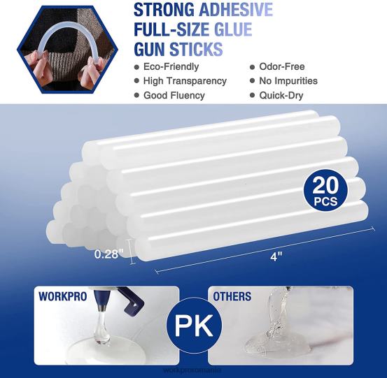 mini kit de pistol de lipici fierbinte cu 20 bucăți de bețișoare de lipici fierbinte WORKPRO 2HX80162 roz/alb instrument