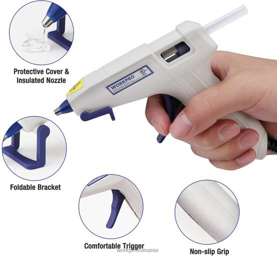 mini kit de pistol de lipici fierbinte cu 20 bucăți de bețișoare de lipici fierbinte WORKPRO 2HX80162 roz/alb instrument