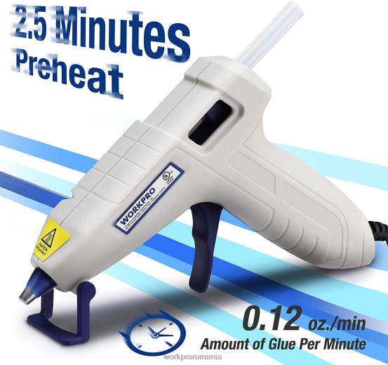 mini kit de pistol de lipici fierbinte cu 20 bucăți de bețișoare de lipici fierbinte WORKPRO 2HX80162 roz/alb instrument