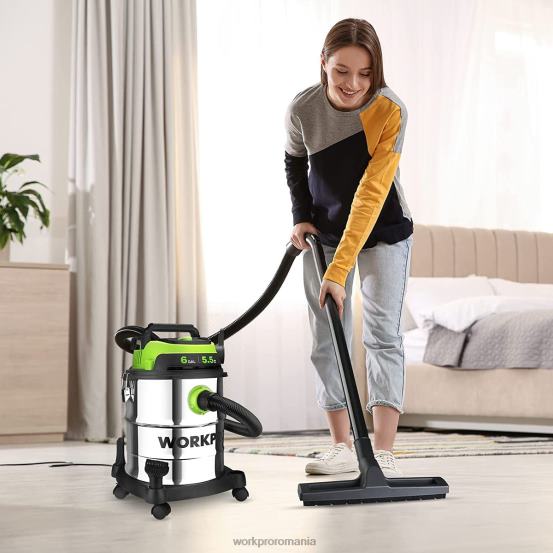 Aspirator de magazin umed/uscat de 6 galoane cu filtru hepa, furtun și accesorii pentru colectarea prafului la domiciliu/la șantier WORKPRO 2HX80213 morden instrument